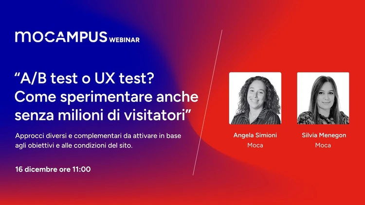 Copertina Mocampus Webinar "A/B test o UX test?"
