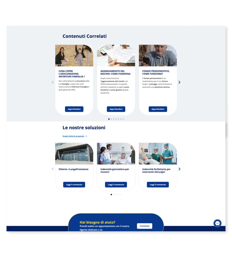 Call-to-action Vittoria Assicurazioni dopo dell'intervento di Moca