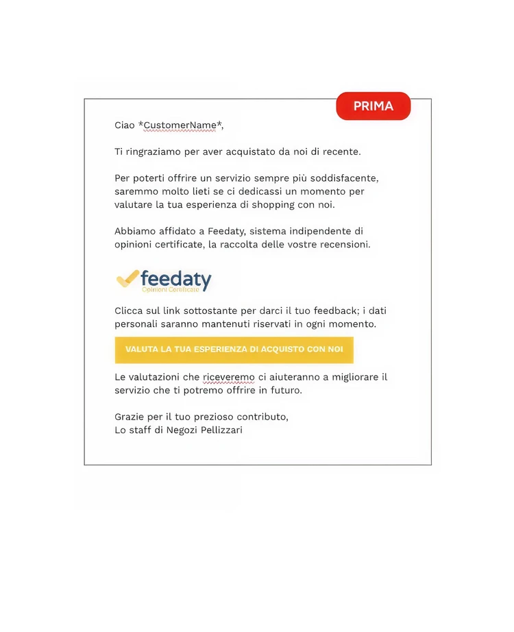 Copy email Pellizzari prima dell'intervento di Moca