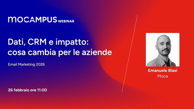 Copertina Mocampus Webinar "Dati, CRM e impatto"