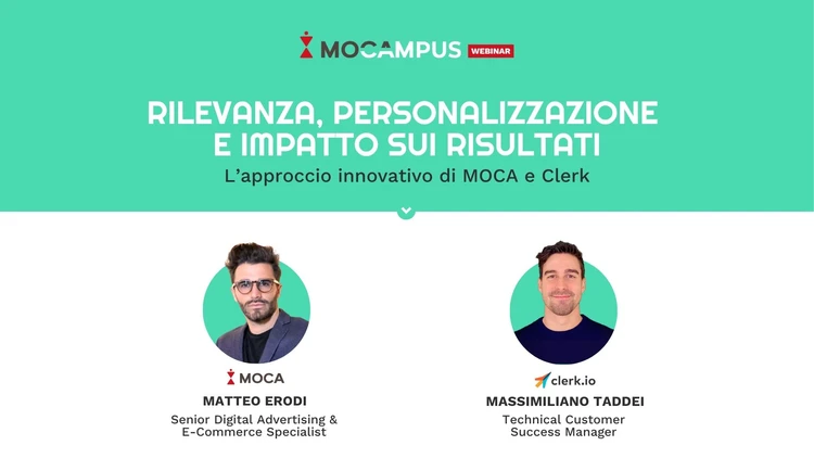 Copertina Mocampus Webinar "L'approccio innovativo di Moca e Clerk"