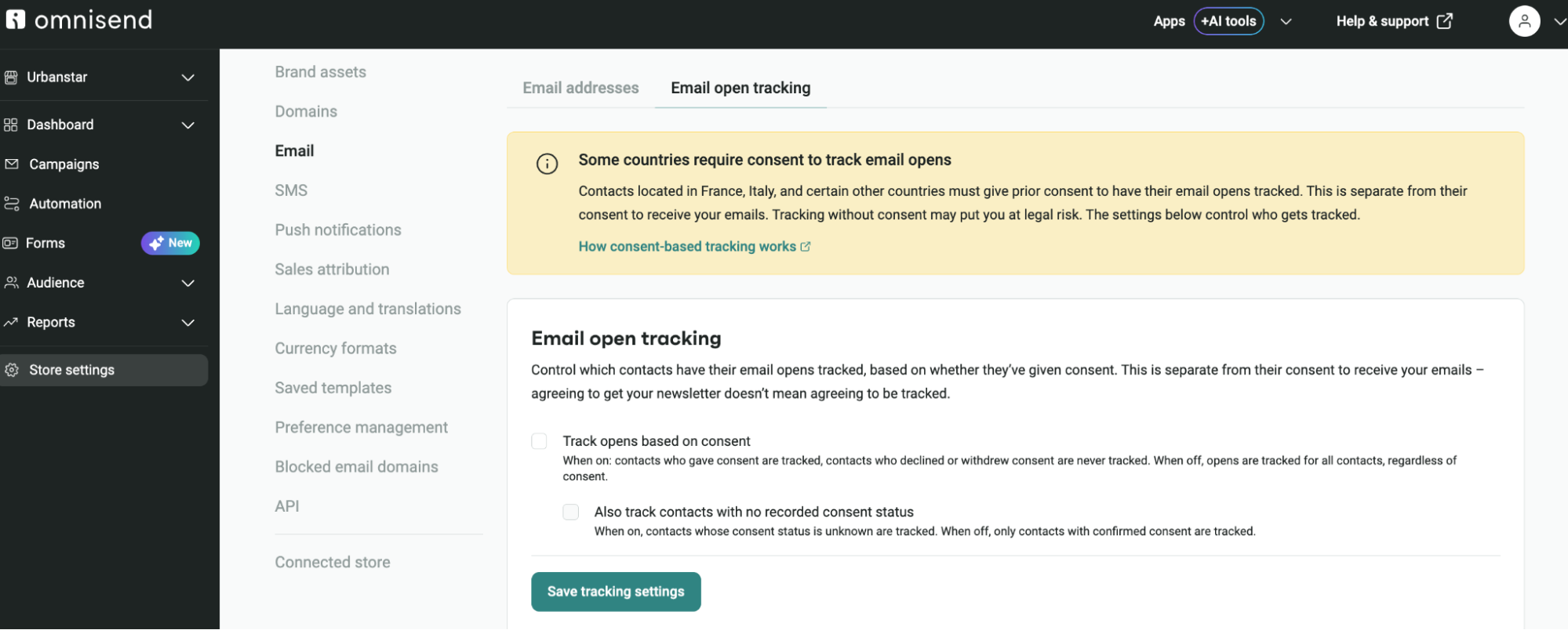 Omnisend pixel tracking