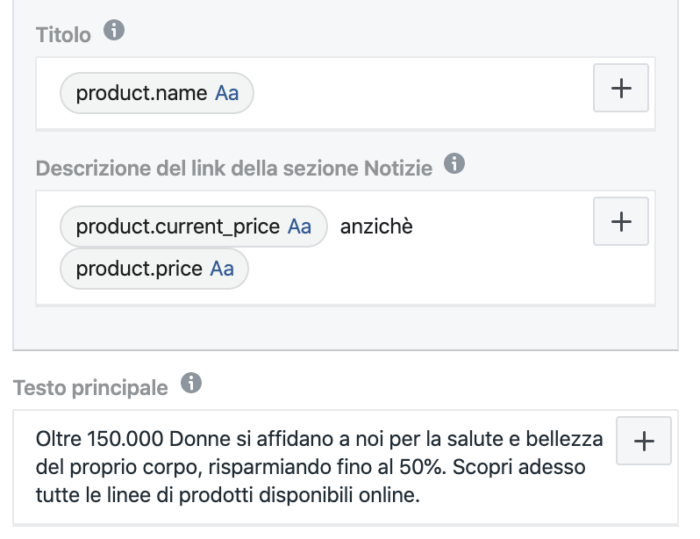 Variabili dinamiche in Facebook