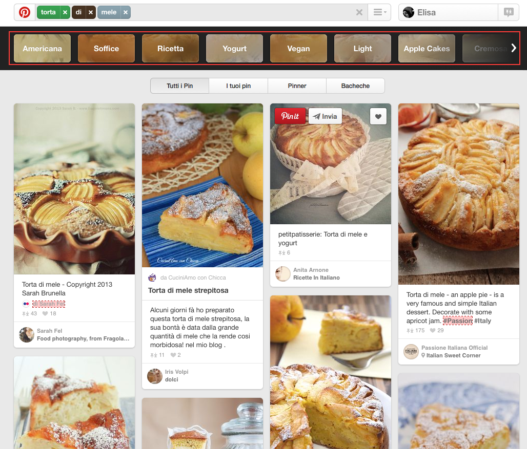 Esempio Ricerca Pinterest